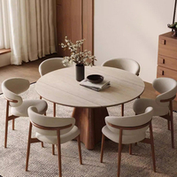 Moderne Apartment-Möbel Massivholz & Steinplatte Ausziehbarer Esstisch-Set mit Holzbeinen Langlebiges 6-Sitzer Wohnmöbel