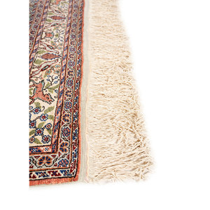 Gulmarg Large Area Hand Knotted <b>Silk</b> Rug <b>Red</b> Orange Floral Pattern 9x12 Rectangle Abstract Style Tabriz Model-Pae-4905 for Home - Product Image 4