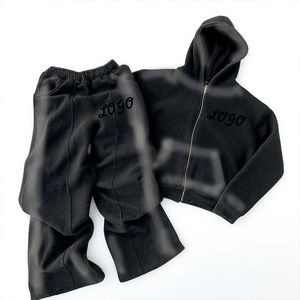 Streetwear surdimensionné personnalisé deux pièces pour hommes Sweat à capuche épais respirant et pantalon de survêtement ample Ensemble de survêtement pour hommes - Product Image 2