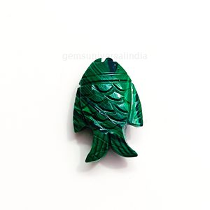 Pierre précieuse sculptée de poisson malachite, pierre précieuse en forme de poisson malachite, breloque de poisson sculptée à la main, pendentif de poisson sculpté, malachite 25x15mm - Product Image 5