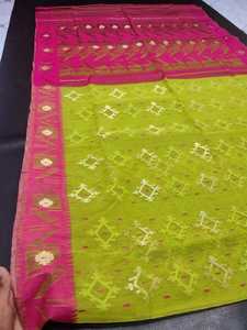 Exclusivo de calidad de exportación Deshi Dhakai Jamdani Sharee para mujer JAMDANI FABRIC Blue RED GREEN Golden Sky Blue de Bangladesh - Product Image 2