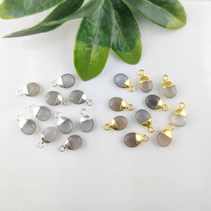 Wholesale Gold-Plated Grey <b>Moonstone</b> Tumble Gemstone Pendants Customizable Designs Religious Style Diamond Brass Discount - Product Image 1