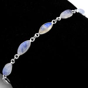 925แฟชั่นเรียบง่ายสำหรับเด็กผู้หญิงสร้อยข้อมือเงินสเตอร์ลิงทำด้วยมือเงินแท้พลอยมูนสโตนชุบโรเดียมเครื่องประดับเงินสเตอร์ลิง - Product Image 2