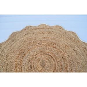 พรมปอกระเจาถักทรงกลมธรรมชาติแผ่นปูพื้นทนทานเป็นมิตรกับสิ่งแวดล้อมสำหรับห้องนั่งเล่นและตกแต่งห้องนอนอุปกรณ์เสริมสไตล์โบฮีเมียน - Product Image 3