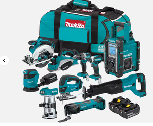 ชุดเครื่องมือไฟฟ้าไร้สาย 15 ชิ้น ชุดสว่านไฟฟ้าไร้แปรงถ่าน Makita LXT ชุดเครื่องมือพกพา - Product Image 1