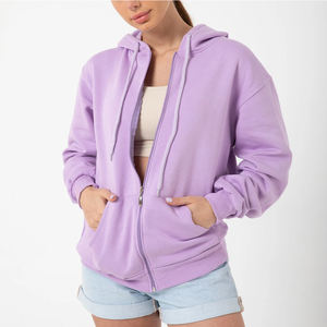 Premium 100% coton à manches longues femmes à capuche brodé fermeture éclair à capuche pour hiver Design pull - Product Image 5