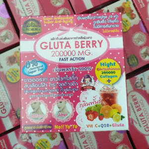 Gluta Berry 200000 mg Drink PUNCH Reduzieren Sie Sommersprossen White ning Skin 10 Beutel - Product Image 3