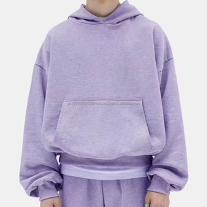 Sudadera con Capucha Extra Grande de Felpa Francesa 100% Algodón, Sudadera con Capucha Gruesa sin Estampado, Sudadera Corta Holgada para Hombre - Product Image 1