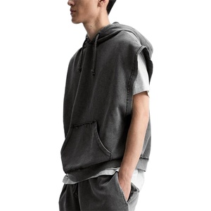 Ensemble sweat-shirt et short pour homme, logo personnalisé, haute qualité, sans manches, vintage, délavé à l'acide, lourd - Product Image 6