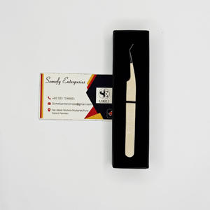 Pinzas para Extensión de Pestañas Somofy Enterprises, Punta de Fibra a 45 Grados, Acero Inoxidable, Duraderas, Precisión, Volumen, 10MM - Product Image 1