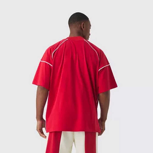 El más nuevo diseño, pantalones cortos de chándal y camiseta, conjuntos gemelos 100% de algodón, logotipo personalizado, conjunto gemelo de hombro caído de gran tamaño para hombres - Product Image 4