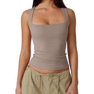 Camiseta sin mangas para mujer, versátil, de algodón, transpirable, tejida, para yoga, gimnasio, con textura acanalada. - Product Image 6