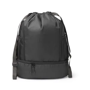 Zaino sportivo in RPET turchese sostenibile con coulisse per gadget promozionali - Product Image 1