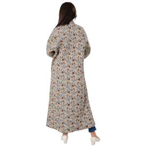 Boho Style Cotton Block Print Long <b>Jacket</b> <b>for</b> <b>Women</b> Ethnic Printed Zip-Up Coat, Handmade <b>Lightweight</b> Festival Outerwear - Product Image 4