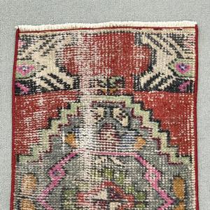 1.3x2.6 ft Rug, Turkish Vintage Rug, <b>Red</b> <b>Wool</b> Rug - Product Image 5