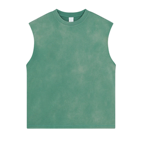 Venta caliente Nuevo diseño Lavado con ácido Hombres Vintage Tank Top Oversized Drop Shoulder Camiseta sin mangas con estilo - Product Image 2