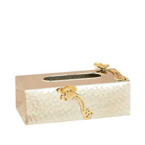 Boîte à mouchoirs en métal de fleurs de bégonia antique Organisateur d'accessoires de serviette d'hôtel moderne Porte-serviettes en métal de première qualité - Product Image 3