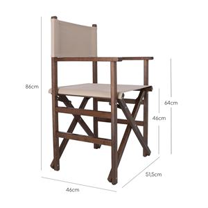 Silla de Director WELL HOME con Estructura de Nogal y Lona de Piedra, 51x46x86 cm, para Uso en Jardín - Product Image 3
