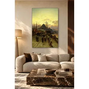 Impression sur toile du pont Galata et de la nouvelle mosquée au coucher du soleil - Product Image 3