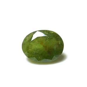 Pierre précieuse en vrac de forme ovale à facettes en Titanite verte naturelle - Product Image 1