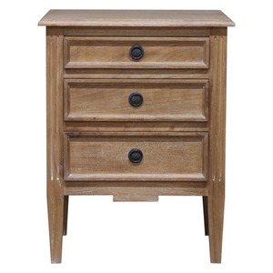 Meubles de chambre à coucher de style ancien et héritage Table de chevet classique à 3 tiroirs en bois massif de haute qualité - Product Image 1