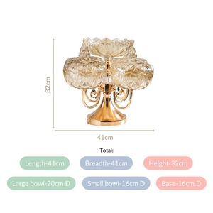 Bol de service moderne en cristal et métal, écologique, plateau multifonctionnel, support de table pour les rassemblements à domicile, gâteaux, fruits - Passe au lave-vaisselle - Product Image 3