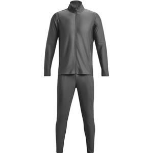 Conjunto Deportivo de Rendimiento para Hombre con Cremallera Completa, Tela de Poliéster Gris con Detalle de Raya Blanca en Contraste, Corte Ajustado, Ropa Deportiva para Entrenamiento - Product Image 1