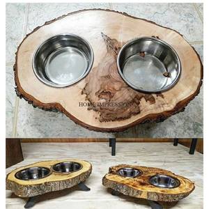 Nueva colección 2025, cuenco de comida de madera hecho a mano para perros, cuenco de comida metálico y de hierro para exteriores en India - Product Image 3