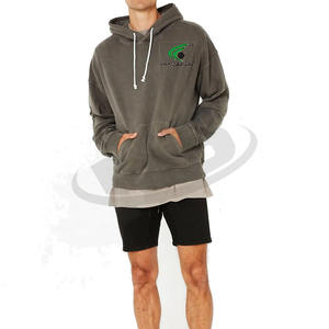 Venta al por mayor de fábrica de lavado ácido sudaderas con capucha para los hombres básicos ropa informal de algodón mezclado urbano Streetwear Sudadera con capucha de gran tamaño - Product Image 4