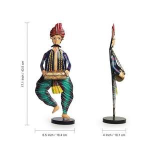 Rajasthani Dholwala Artist' Hierro Pintado a mano Piezas de exhibición decorativas para la decoración del hogar Sala de estar Escaparate Mostrar piezas Artículos - Product Image 2