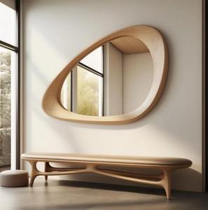 Eco-Friendly Handmade Oak Wood Art <b>Deco</b> Wall <b>Mirror</b> Luxury Decorative for Living Room - Product Image 4