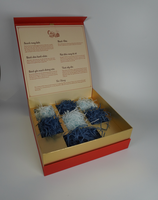 Pochettes en papier kraft rouge écologiques personnalisées OEM pour gâteaux de lune, de haute qualité, faites à la main, en carton ondulé biodégradable avec dorure à chaud