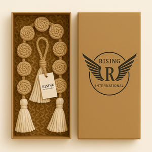 Fibre nouée à la main islamique Tasbih corde naturelle perles de prière spirituelle tenture murale avec gland boîte-cadeau Ramadan Eid décor - Product Image 1