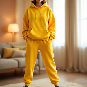 <b>Oversize</b> Printed Solid Tracksuit Ladies Regular Fit Hoodie <b>Sweatpants</b> Women Sportswear Jogger Rhinestone Breathable Eco-Friendly - Product Image 5