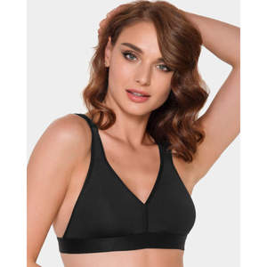 Soutien-gorge de sport sans armatures en microfibre, design à bretelles, réglable, doux, grande taille, utilisation active, beige/noir/blanc, spandex - Product Image 3