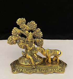 Hàng Mới Về Cây Mạ Vàng Kim Loại Đồng Thau Thủ Công Với Tượng <span class=keywords><strong>Krishna</strong></span> Và Bê Ngồi Để Trang Trí Nhà Cửa Và Tặng Quà - Product Image 3