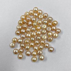 Top vente 9mm jaune perle d'eau douce pierre ronde Cabochon en gros usine perles de culture fabrication de bijoux inde Alibaba - Product Image 1