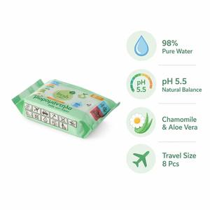 Lingettes humides pour bébé, 8 pièces, format voyage, hypoallergéniques, pour peaux sensibles, fournitures de nettoyage - Product Image 2