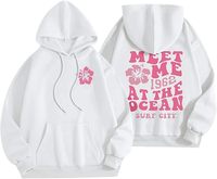 Sudadera con Capucha Oversize de Forro Polar para Mujer, Rosa, Estampado Digital Invernal, Bordada, Teñida Lisa, Ecológica, Informal