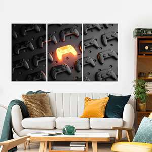 Impression sur toile élégante de manette de jeu 3D : Décoration de chambre de gamer, LOT DE 3 TOILES - Product Image 1