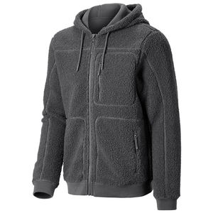 Veste à capuche en polaire sherpa pour homme, veste d'extérieur zippée, col montant, polaire doux personnalisable pour le temps froid - Product Image 1