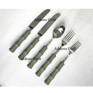 Dernier modèle de couverts en acier inoxydable avec poignée en marbre Décoration de table Couverts de qualité supérieure Vaisselle de table - Product Image 6