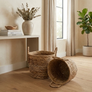 Juego de Cestas de Almacenamiento de Seagrass Tejidas a Mano Naturales, Cubierta Redonda para Macetas, Organizador de Lavandería, Decoración, Diseño Artístico Puro para Habitaciones - Product Image 4