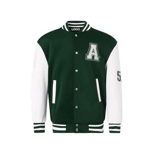 Meilleures ventes High Street Gents Varsity Jackets Vestes de baseball d'hiver décontractées et confortables Tissu en laine légère teint en plaine - Product Image 1
