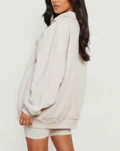 Hot Selling Custom Made Quater <b>Zip</b> up Sweatshirt & <b>Short</b> Set 100% Cotton Lightweight Summer Wear Hip hop Breathable Hoodie Set - Product Image 5