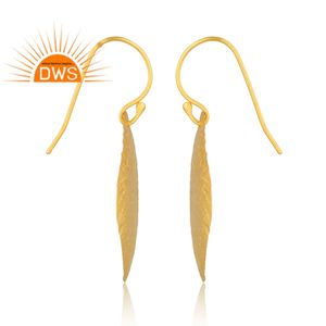 Pendiente colgante con diseño de hoja chapado en oro de 18 quilates de plata de ley de la mejor calidad, joyería fina Demi para mujer, regalo para ella - Product Image 3