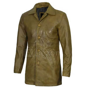 Manteau en cuir confortable pour l'hiver Manteau en cuir Manteau en cuir Style à double boutonnage Manteau en cuir durable pour vêtements d'extérieur - Product Image 5