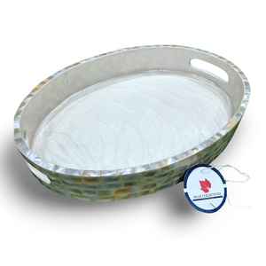 ถาดเสิร์ฟทำจากไม้ที่ทำด้วยมือหรูหราปรับแต่งได้สำหรับโอกาสในการรับประทานอาหารพร้อมจานประดับมุก - Product Image 3