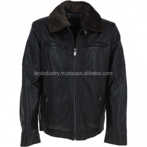 Chaqueta de cuero con cremallera para hombre, chaqueta de piel auténtica con bolsillos laterales, nueva moda - Product Image 6