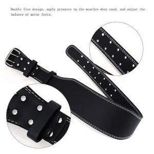 Cinturón de levantamiento de pesas de cuero de vaca genuino S/M para hombre 24 ''-34'' Tamaño de la cintura Color negro y gris con aleación para hebilla de - Product Image 5